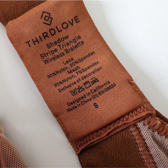 Thirdlove Triangle Wireless Bralette Ginger Shadow Stripe | Size Small - Picture 6 of 6